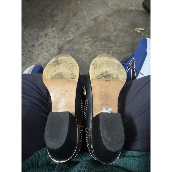 Bashafari Leather studs Ankle shoes Cowboy Boots Metallic black Gold size 39 (8) - Picture 6 of 11